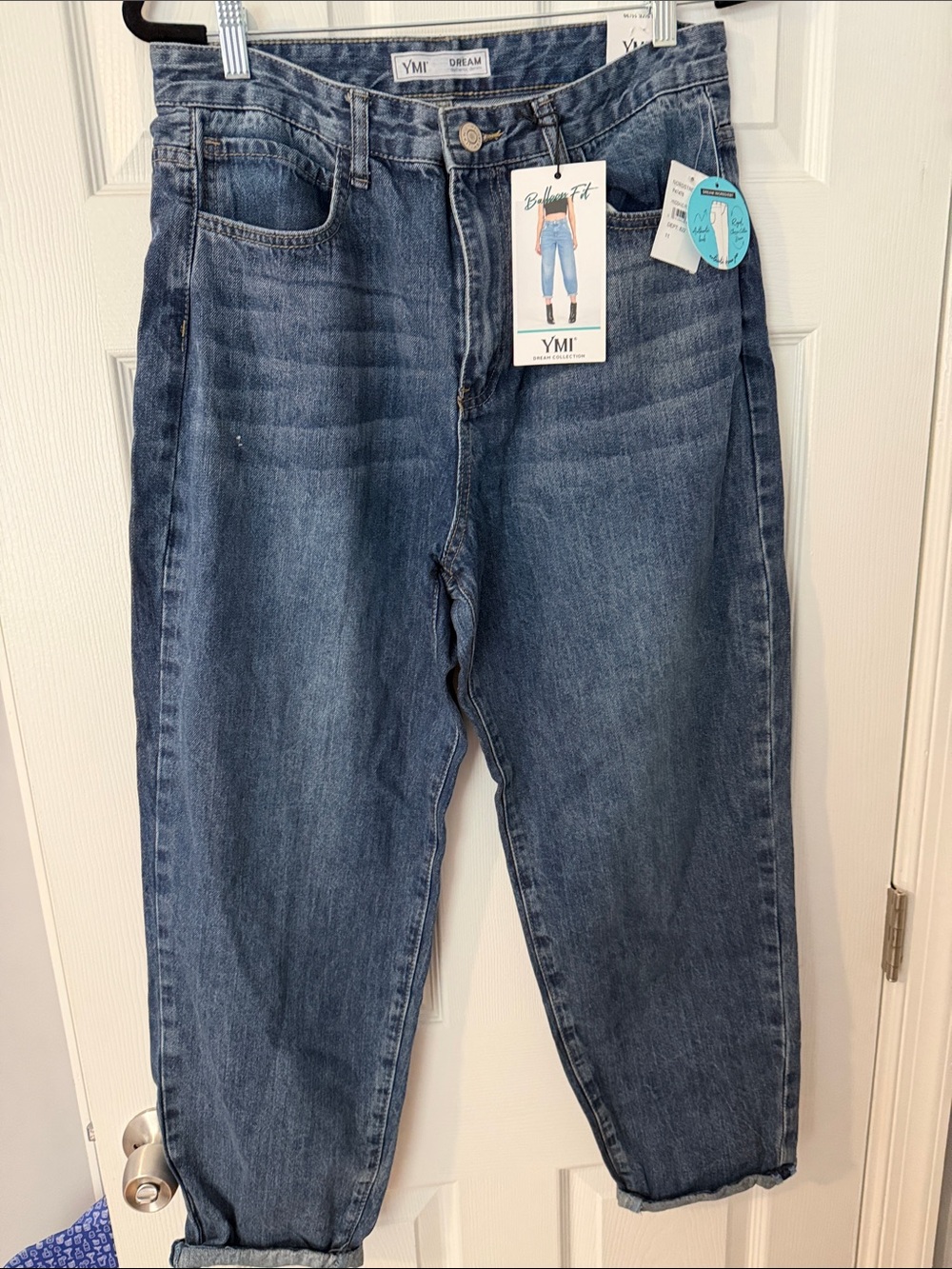 YMI Women's Relaxed Fit Dark Blue Wash Jeans